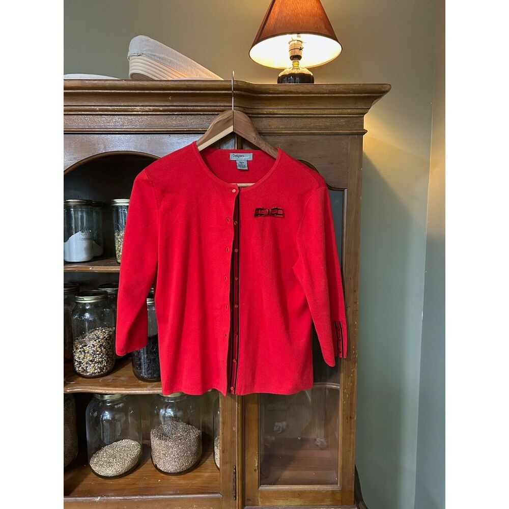 Petite L 'Designer Originals' Classy Cardigan & Tank Set Bold Statement Red